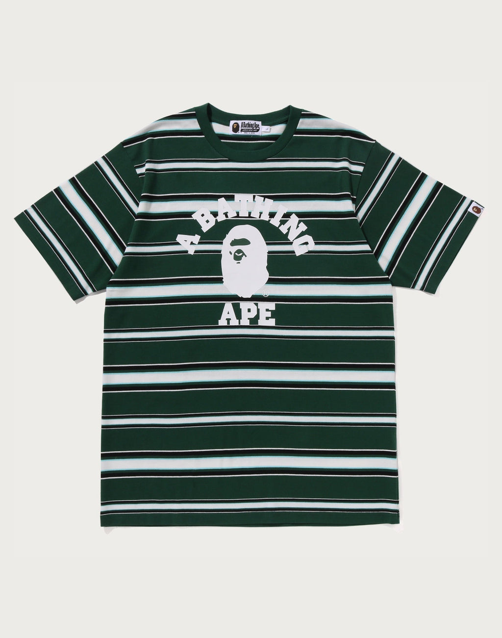 BAPE MENS APE HEAD COLLEGE STRIPE TEE