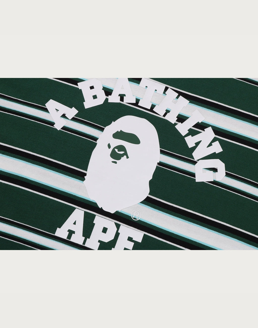 BAPE MENS APE HEAD COLLEGE STRIPE TEE