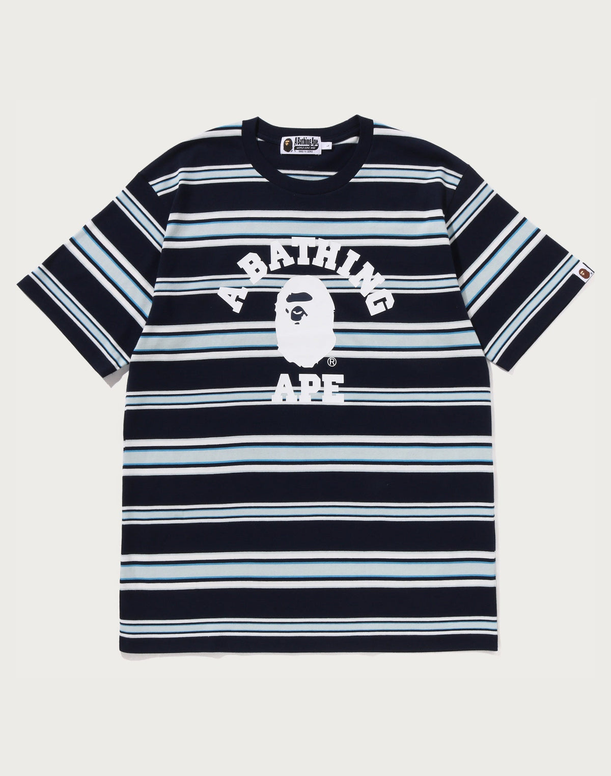 BAPE MENS APE HEAD COLLEGE STRIPE TEE