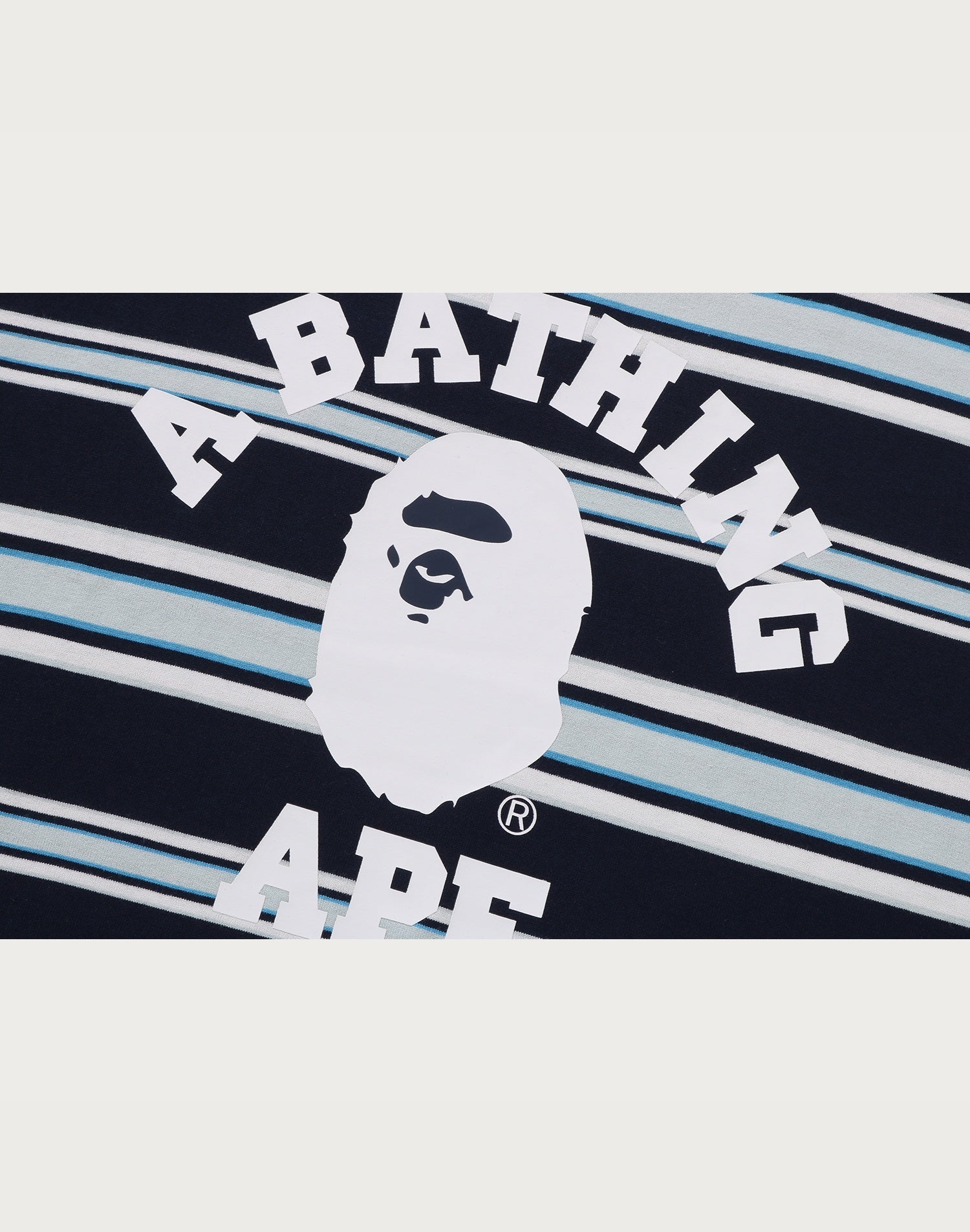 BAPE MENS APE HEAD COLLEGE STRIPE TEE