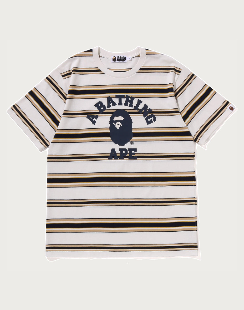 BAPE MENS APE HEAD COLLEGE STRIPE TEE