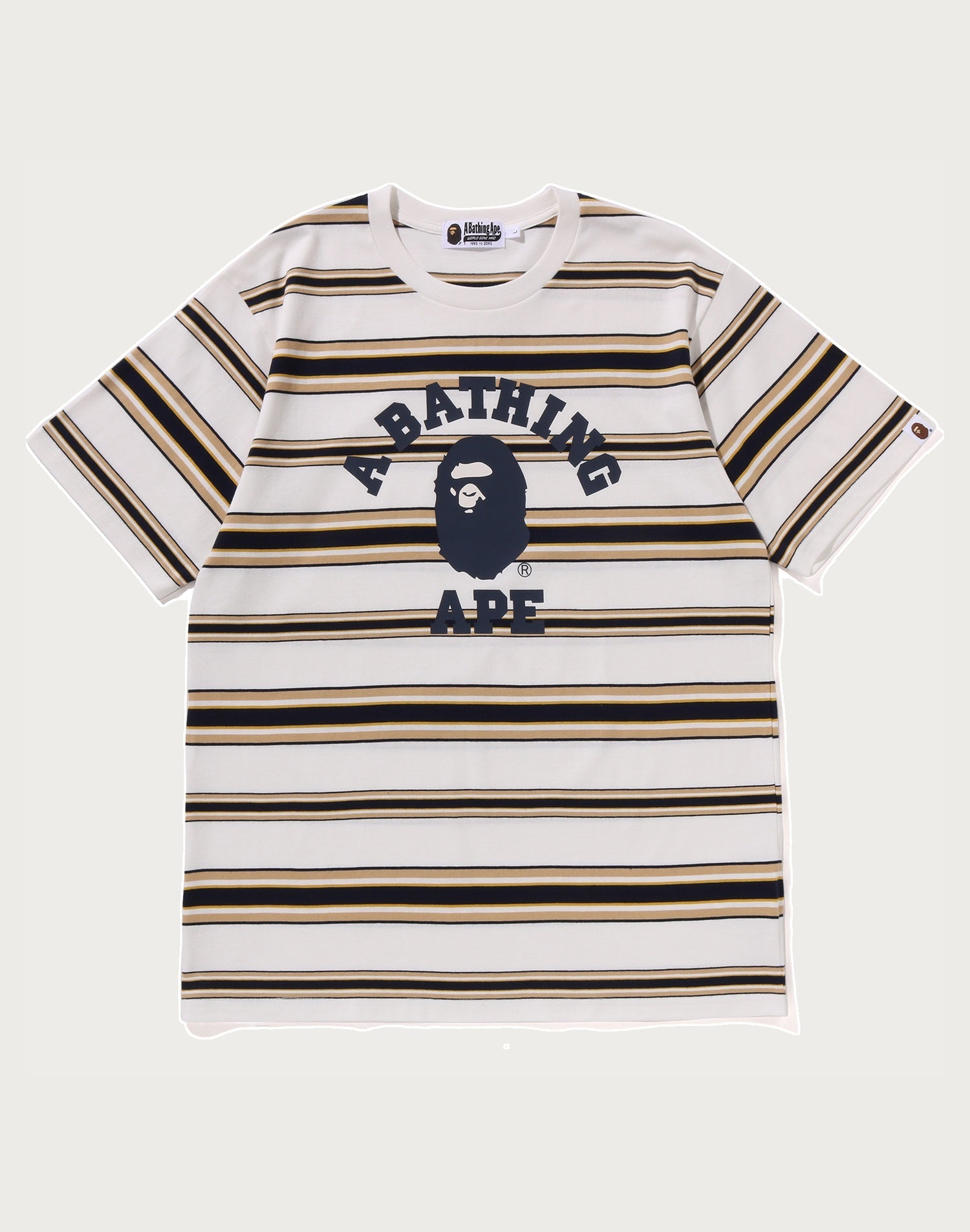 BAPE MENS APE HEAD COLLEGE STRIPE TEE