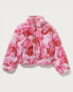 ABC CAMO ONE POINT METALLIC LONG FUR JACQUARD DOWN JACKET LADIES