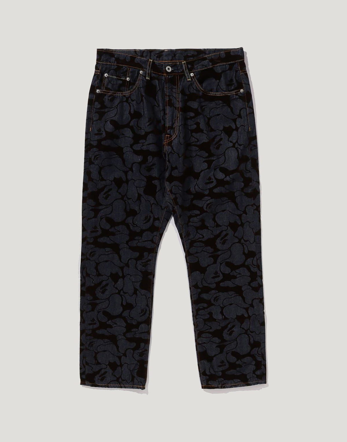 CAMO FLOCKED RELAXED FIT 13 OZ DENIM PANTS MENS