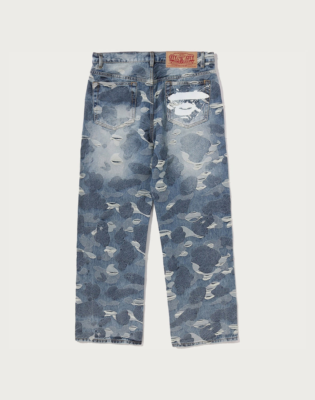 SOLID CAMO JACQUARD DENIM PANTS MENS