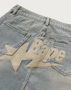 BAPE STA LOGO DENIM JORTS LADIES