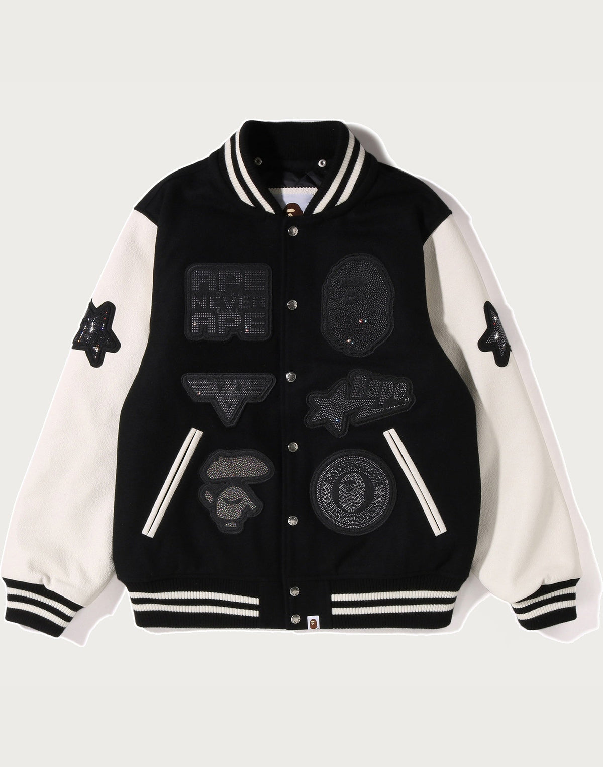 BAPE X SWAROVSKI - DETACHABLE HOODIE VARSITY JACKET MENS