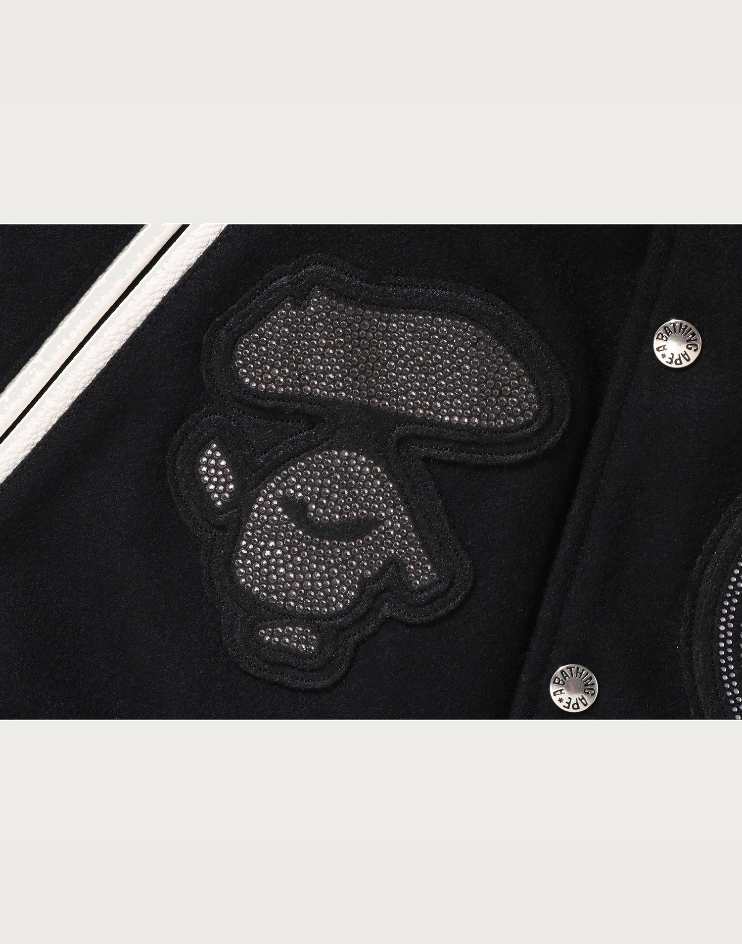 BAPE X SWAROVSKI - DETACHABLE HOODIE VARSITY JACKET MENS