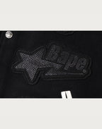 BAPE X SWAROVSKI - DETACHABLE HOODIE VARSITY JACKET MENS