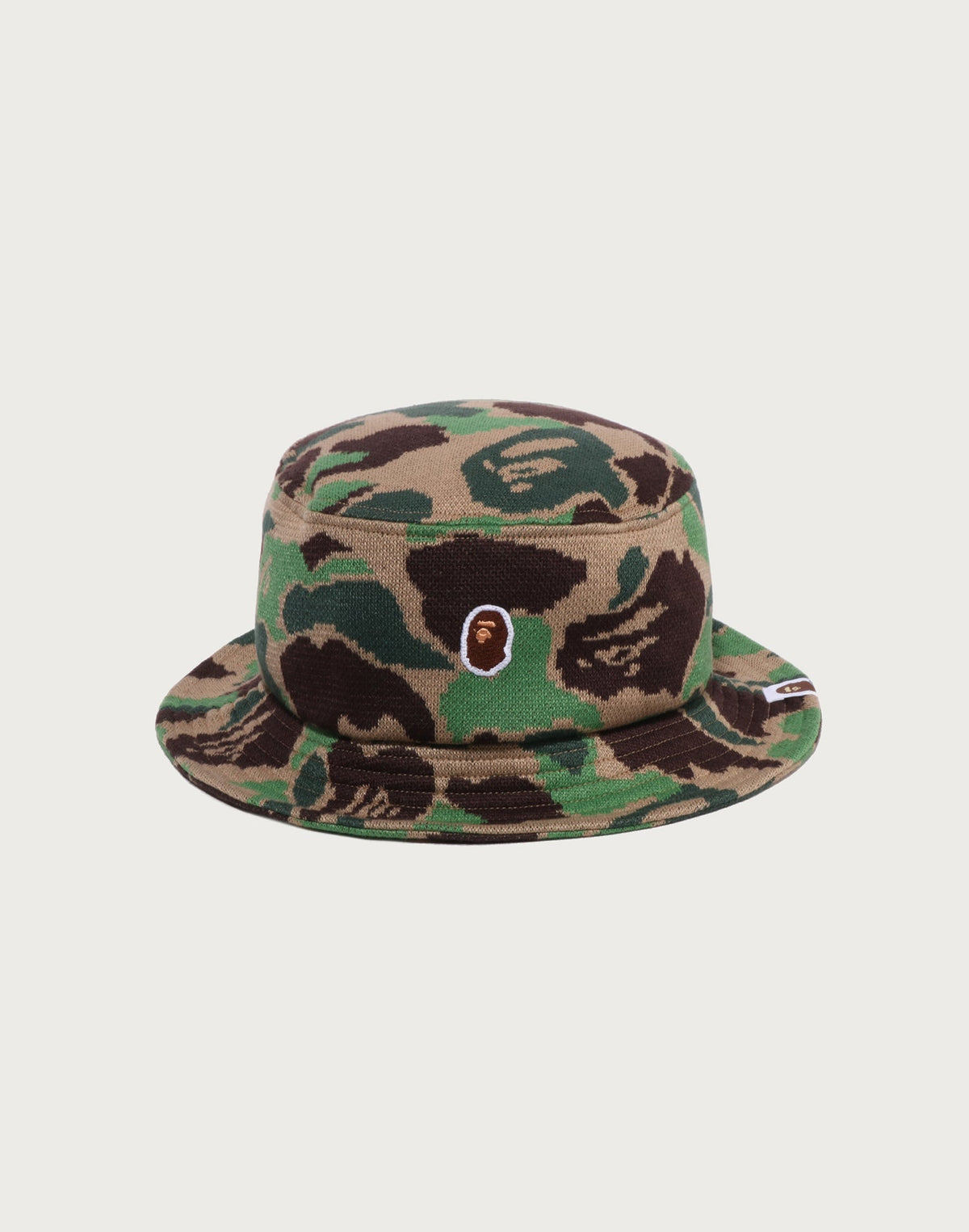 ONE POINT ABC CAMO JACQUARD KNIT BUCKET HAT MENS