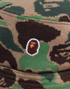 ONE POINT ABC CAMO JACQUARD KNIT BUCKET HAT MENS
