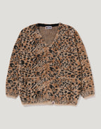 WILD LEOPARD PATTERN SHAGGY KNIT CARDIGAN LADIES