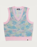 NEW MULTI CAMO METALLIC CROPPED KNIT VEST LADIES