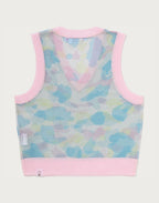 NEW MULTI CAMO METALLIC CROPPED KNIT VEST LADIES