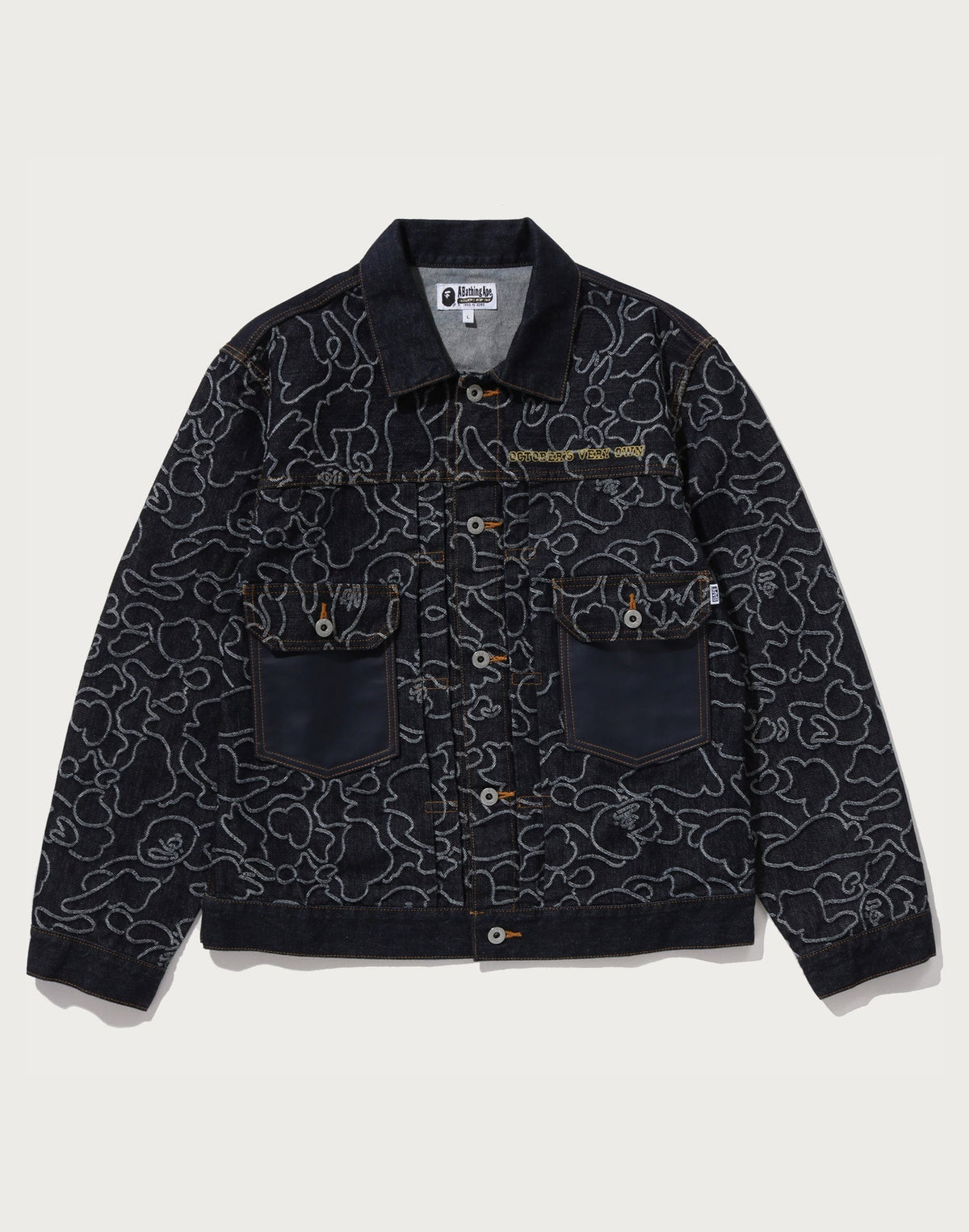 BAPE X OVO NEON 1ST CAMO JACQUARD DENIM JACKET MENS