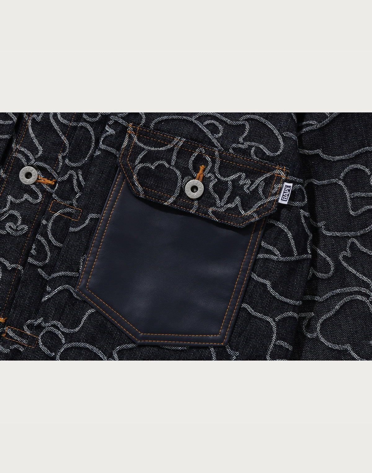 BAPE X OVO NEON 1ST CAMO JACQUARD DENIM JACKET MENS