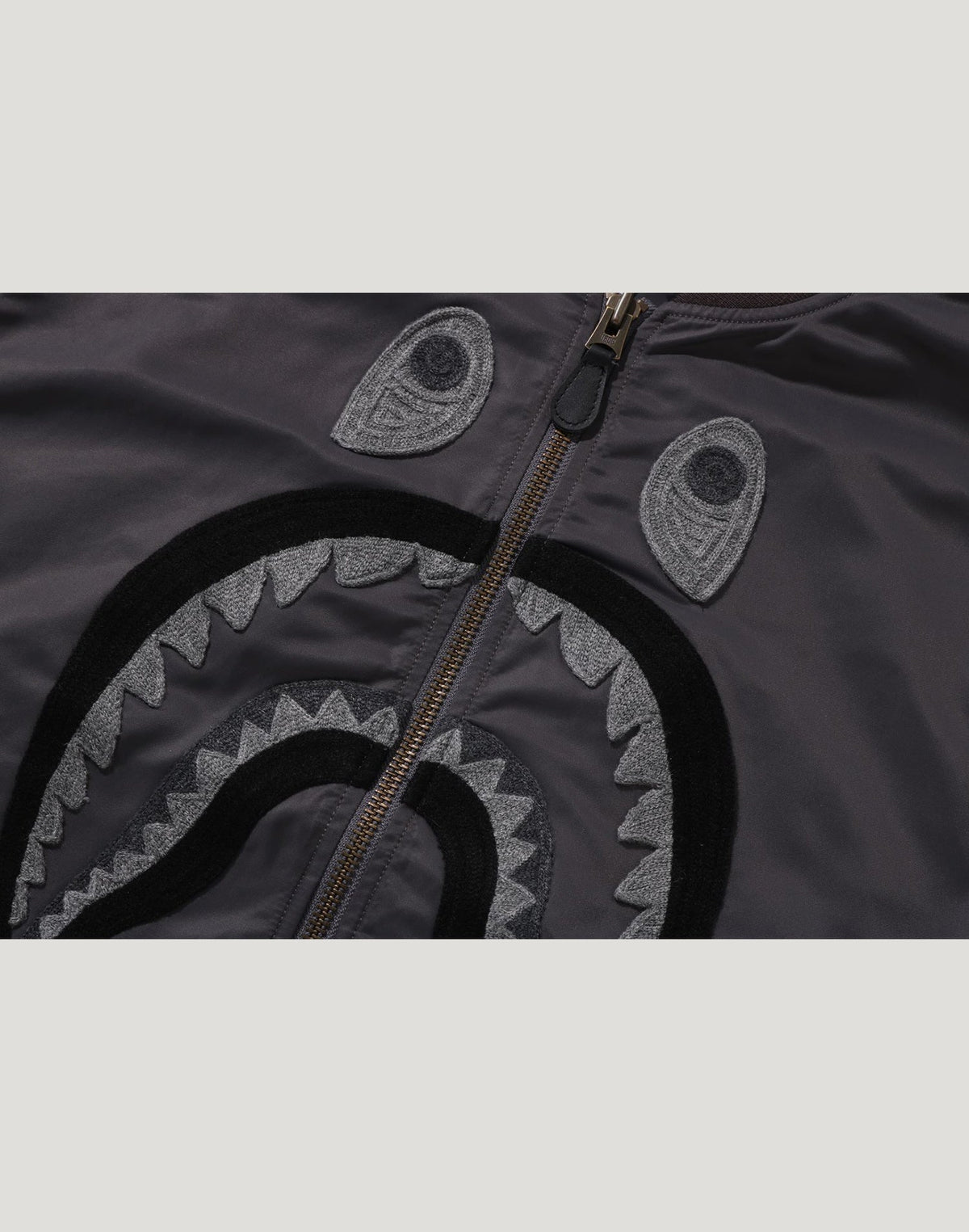 TONAL CHAIN STITCH SHARK BOMBER JACKET MENS