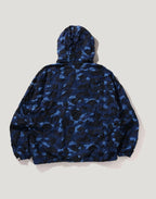 CRINKLE EFFECT COLOR CAMO HALF ZIP HOODIE JACKET MENS
