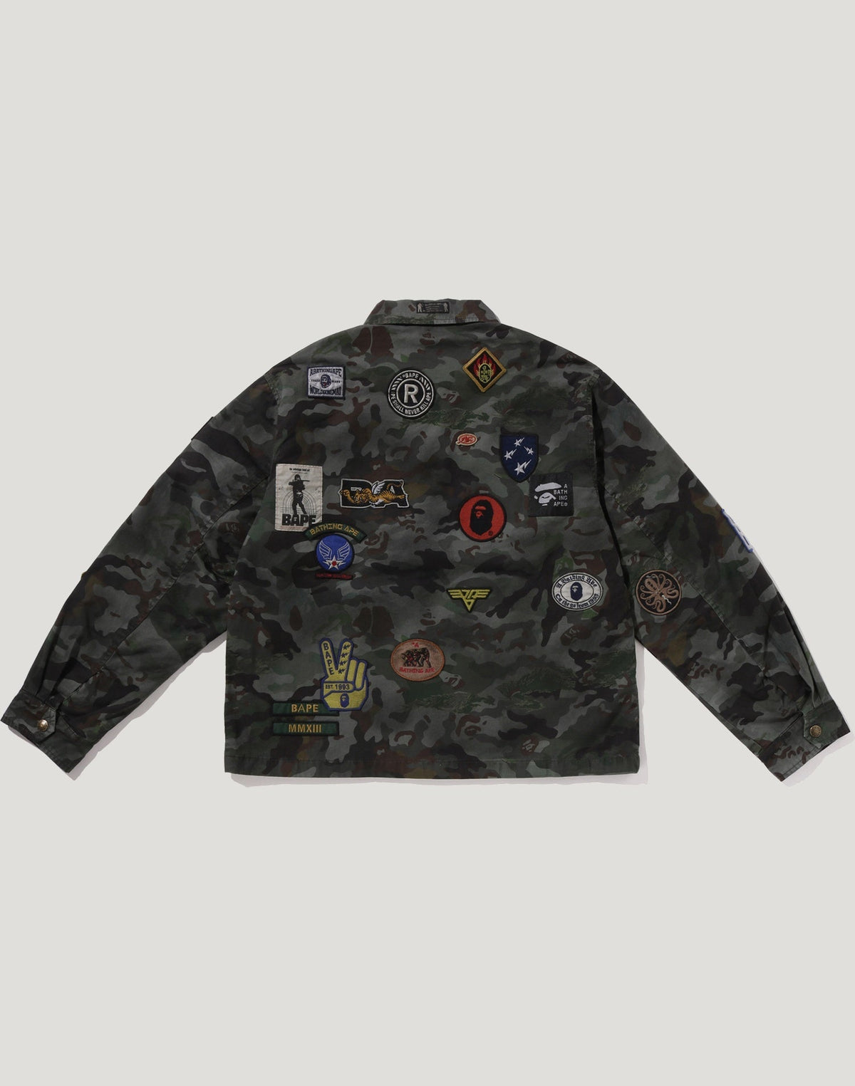 HYBRID CAMO MULTI BADGE JACKET MENS