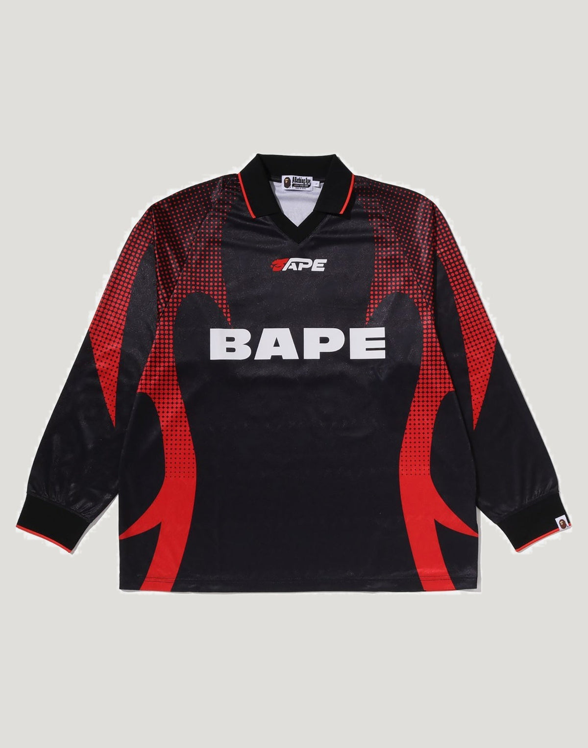 APE FLAME MONOGRAM JACQUARD LOGO RELAXED FIT FOOTBALL JERSEY MENS