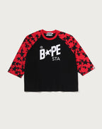 STA PATTERN BAPE STA RAGLAN CROPPED FIT LS TEE MENS