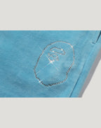 CRYSTAL STONE APE HEAD VELOUR WIDE PANTS LADIES