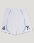 HEAVY WASH HAND DRAW FOOTBALL LOGO RELAXED FIT SWEAT SHORTS MENS