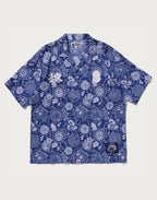 JAPANESE INDIGO ART CAMO OPEN COLLAR SS SHIRT MENS