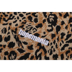 WILD LEOPARD PATTERN RELAXED FIT HALF ZIP SWEATSHIRT MENS