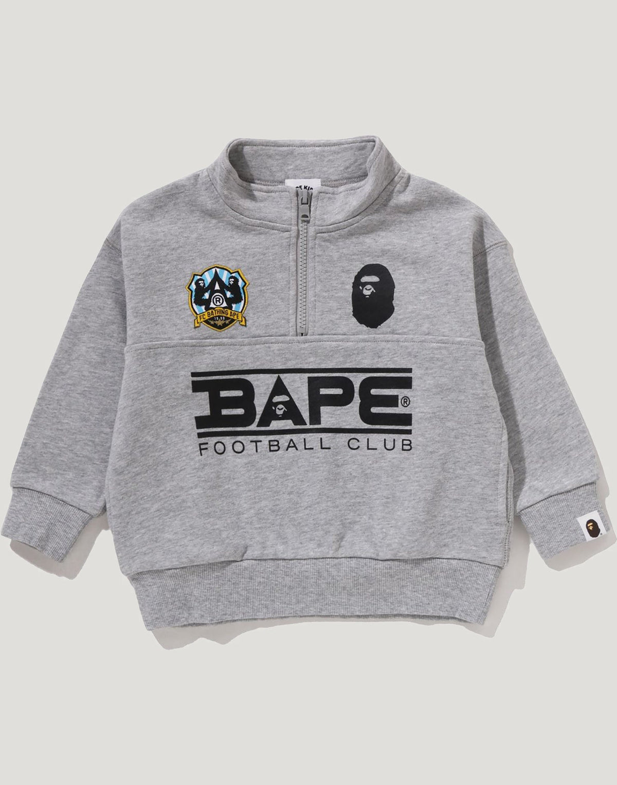 BAPE EMBROIDERY PATCH RELAXED FIT HALF ZIP SWEATSHIRT KIDS