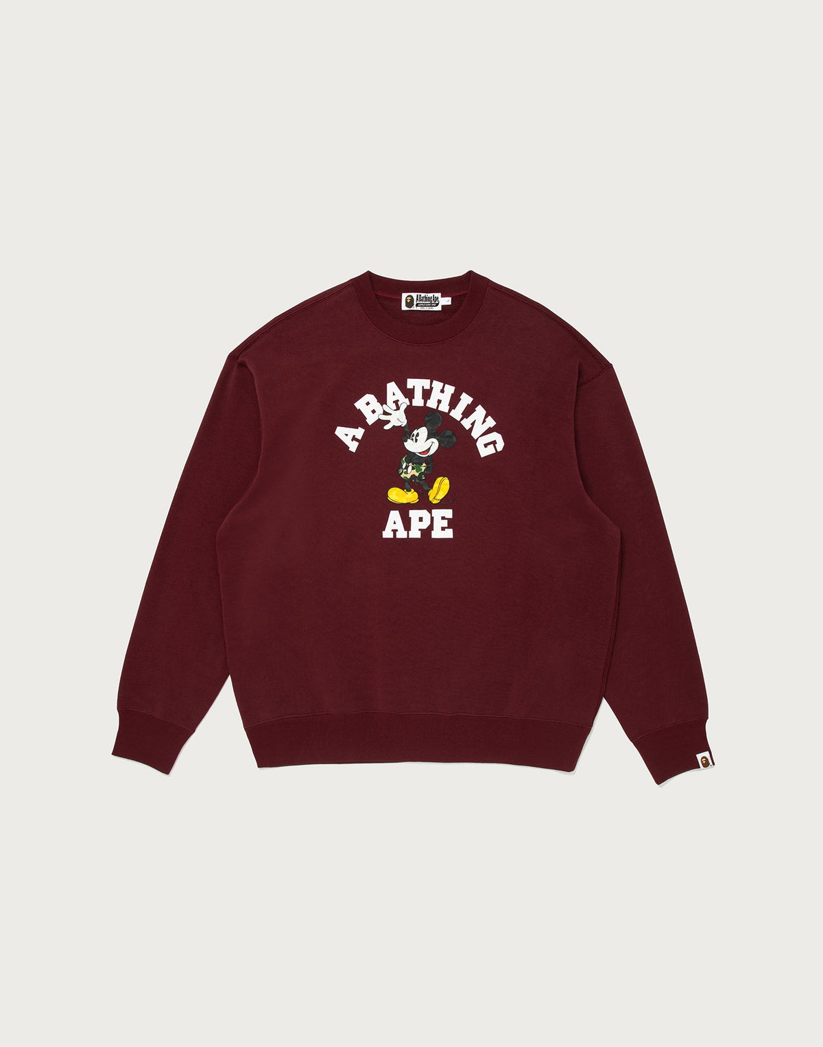 BAPE X DISNEY MICKEY MOUSE COLLEGE RELAXED FIT CREWNECK MENS