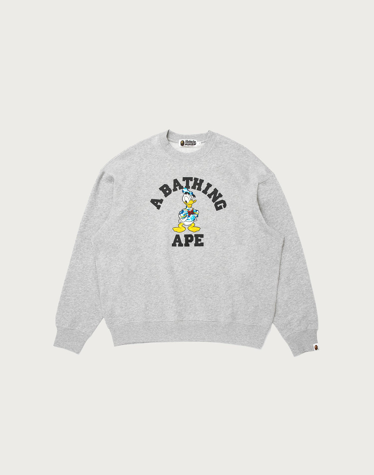 BAPE X DISNEY DONALD DUCK COLLEGE RELAXED FIT CREWNECK MENS