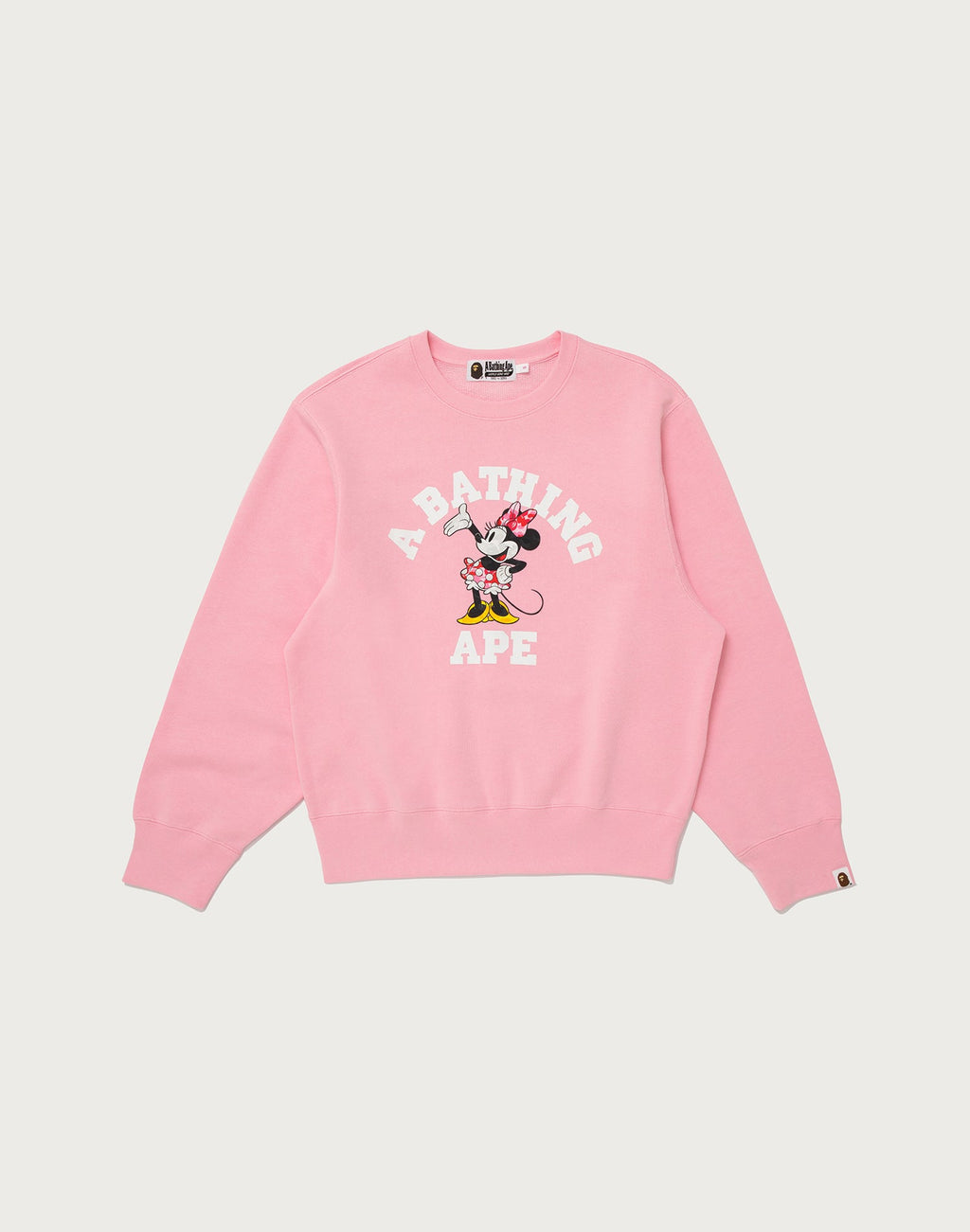 BAPE X DISNEY MINNIE MOUSE COLLEGE CREWNECK SWEATSHIRT LADIES