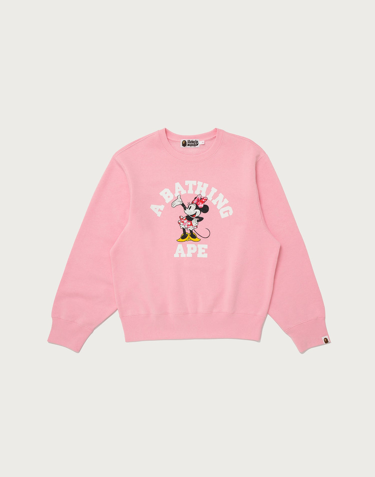 BAPE X DISNEY MINNIE MOUSE COLLEGE CREWNECK SWEATSHIRT LADIES