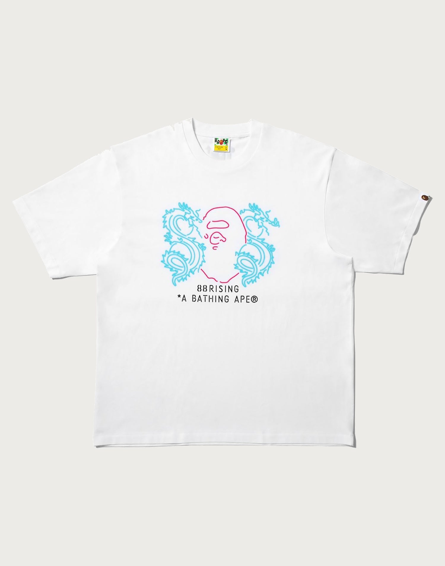 BAPE X 88RISING NEON LOGO RELAXED FIT TEE MENS