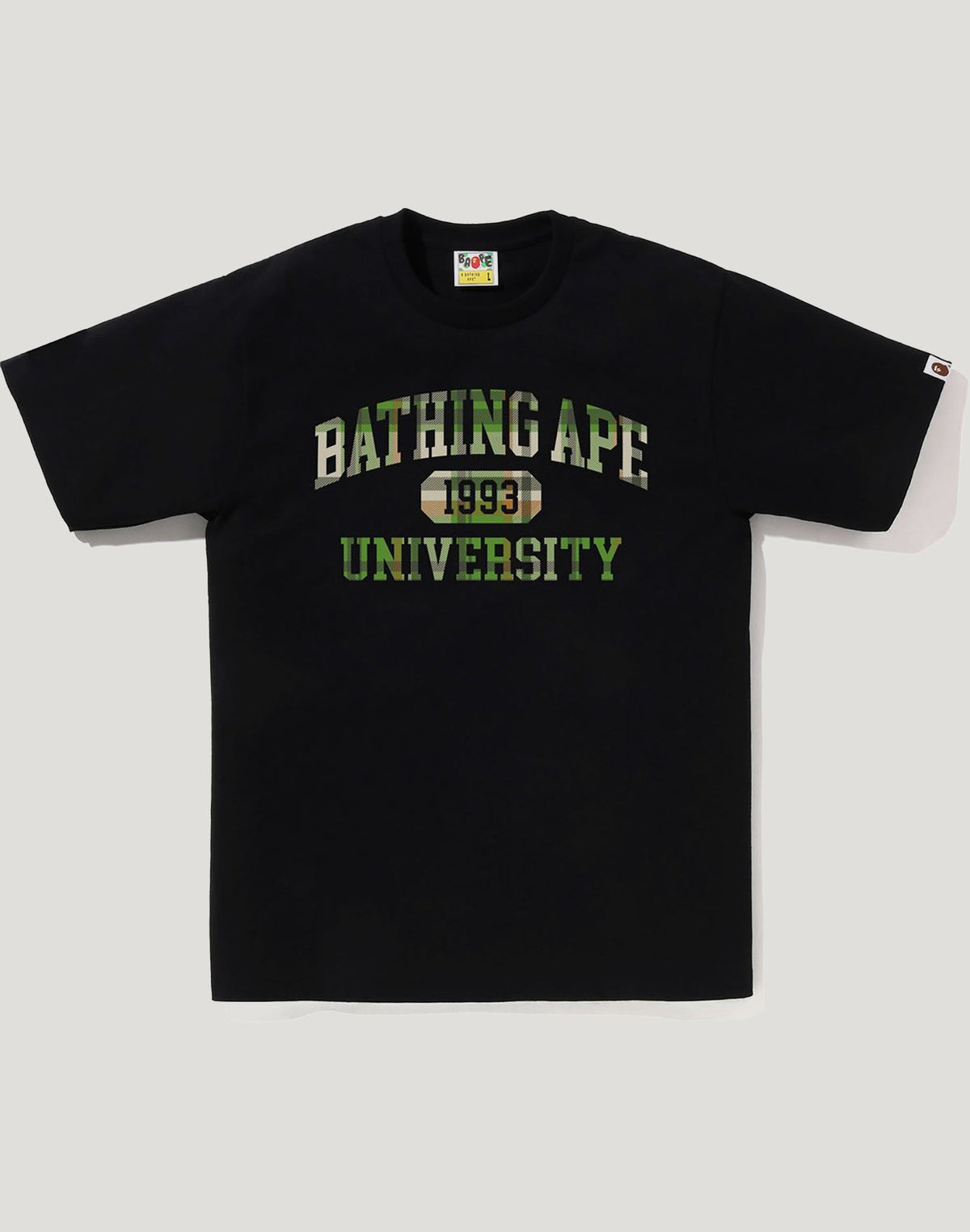 BAPE CHECK UNIVERSITY COLLEGE LOGO TEE MENS