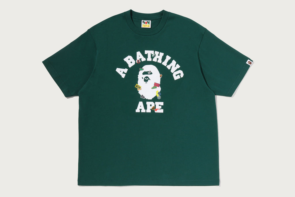BAPE STICKER COLLEGE RELAXED FIT TEE MENS