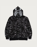 MARBLING CAMO SHARK RELAXED FIT FULL ZIP HOODIE MENS
