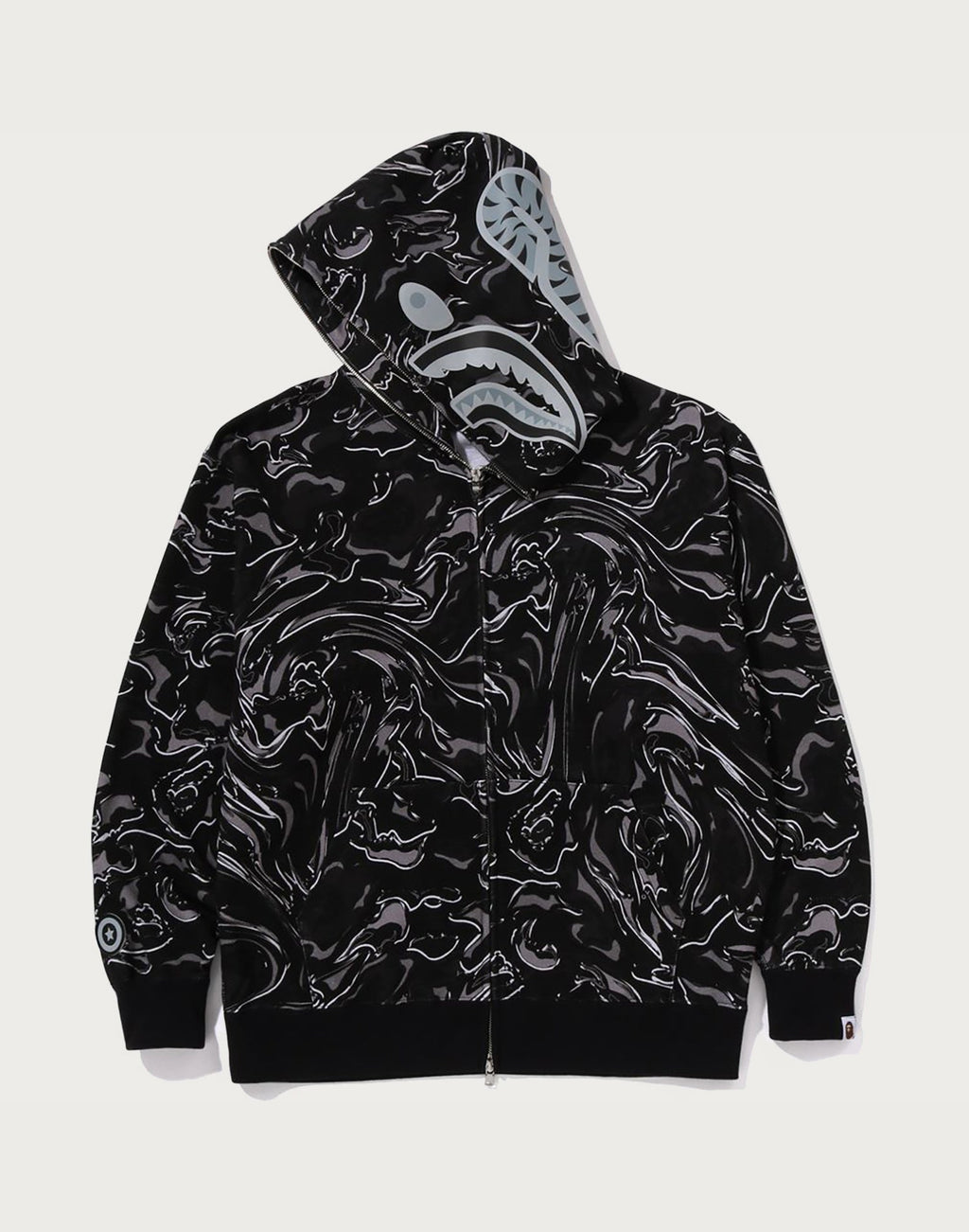 MARBLING CAMO SHARK RELAXED FIT FULL ZIP HOODIE MENS