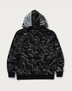 MARBLING CAMO SHARK RELAXED FIT FULL ZIP HOODIE MENS