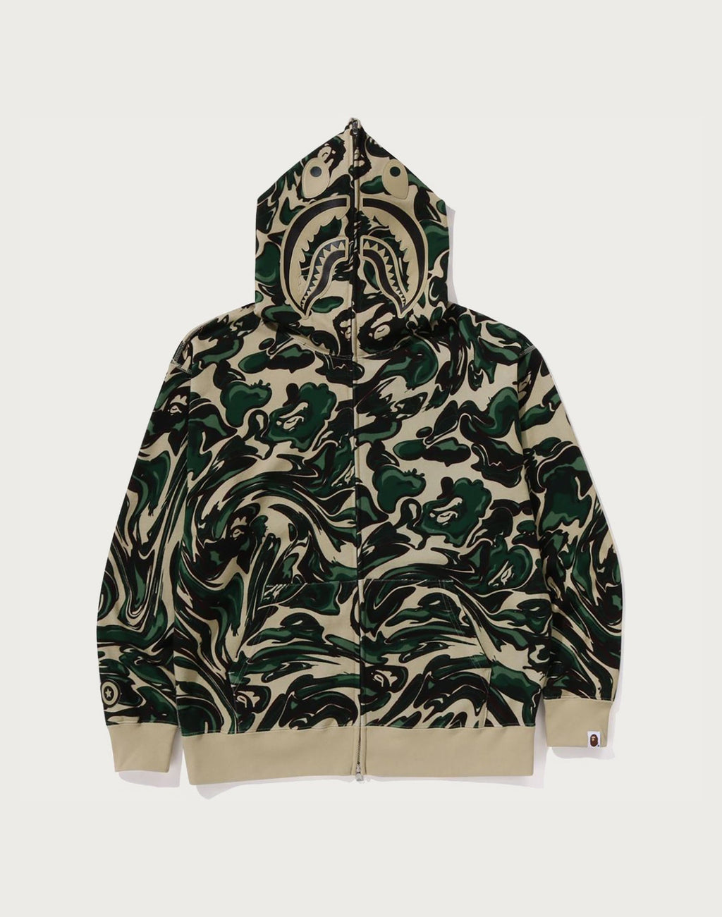 MARBLING CAMO SHARK RELAXED FIT FULL ZIP HOODIE MENS