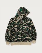 MARBLING CAMO SHARK RELAXED FIT FULL ZIP HOODIE MENS