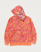 MARBLING CAMO SHARK RELAXED FIT FULL ZIP HOODIE MENS