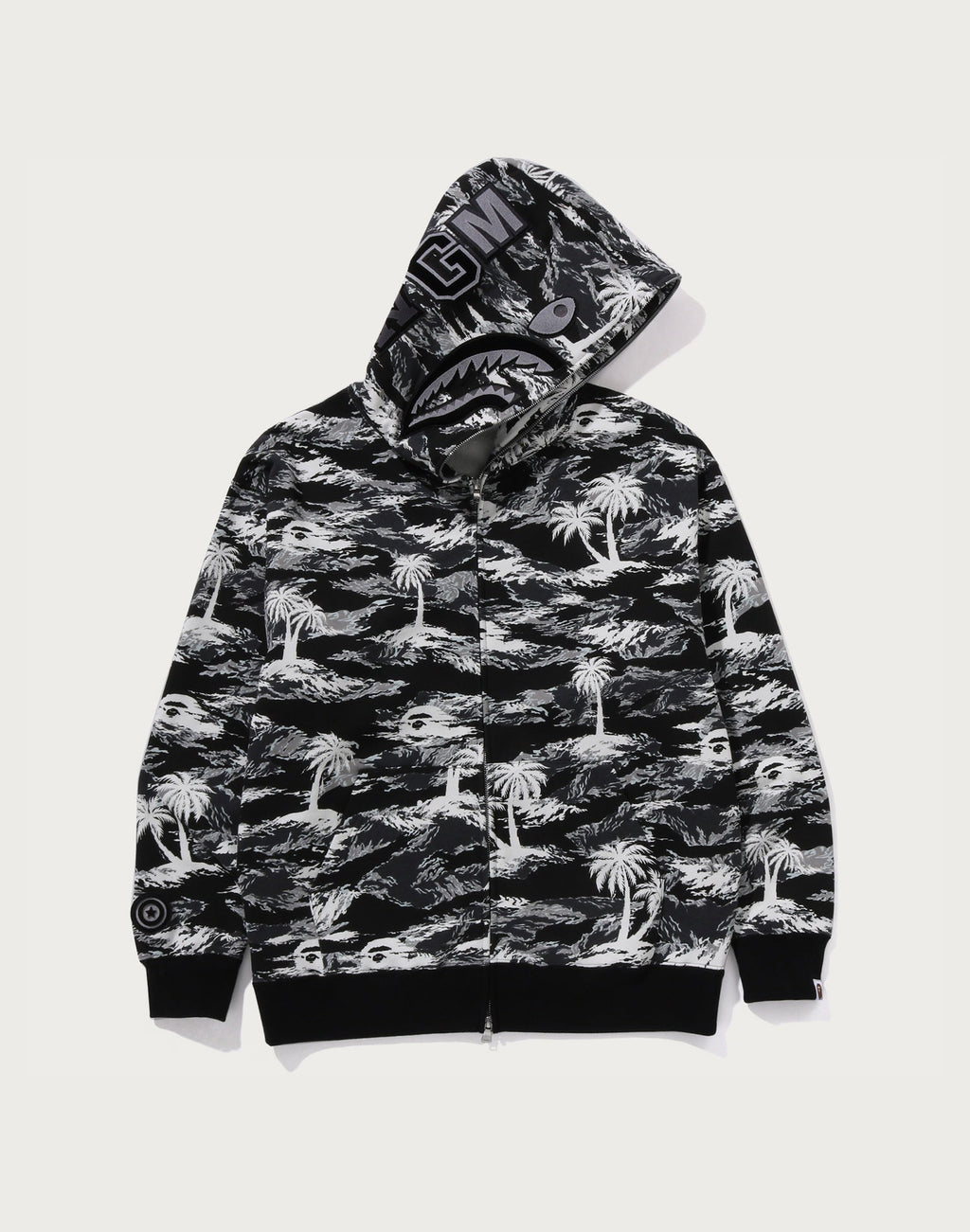 PALM TREE CAMO RELAXED FIT SHARK FULL ZIP HOODIE MENS
