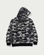 PALM TREE CAMO RELAXED FIT SHARK FULL ZIP HOODIE MENS