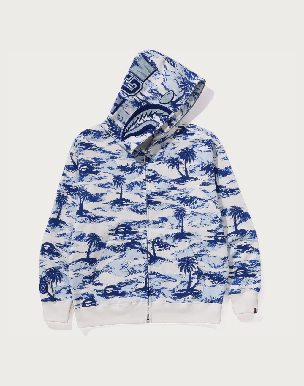 PALM TREE CAMO RELAXED FIT SHARK FULL ZIP HOODIE MENS