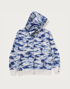 PALM TREE CAMO RELAXED FIT SHARK FULL ZIP HOODIE MENS