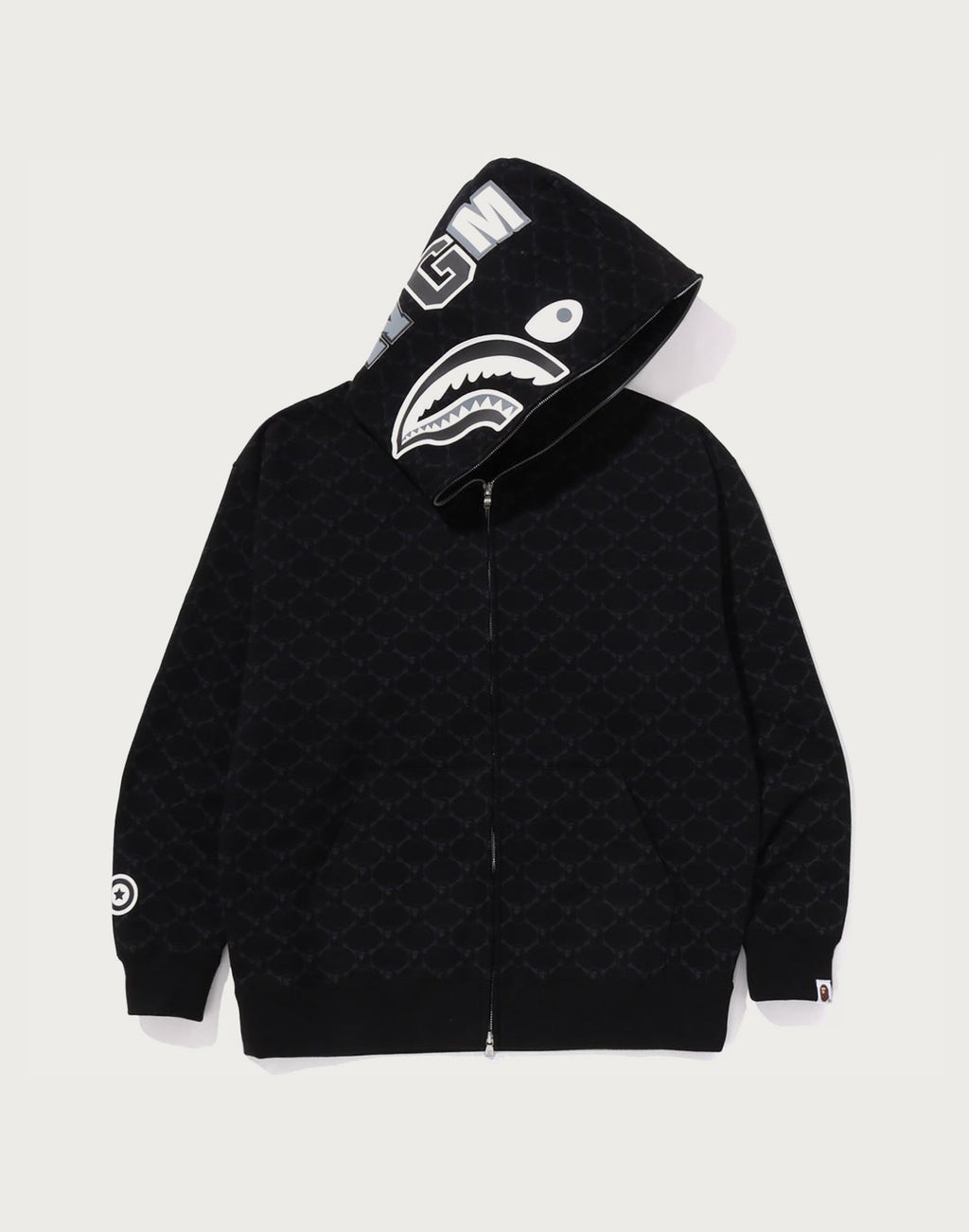 COLLEGE MONOGRAM RELAXED FIT SHARK FULL ZIP HOODIE MENS