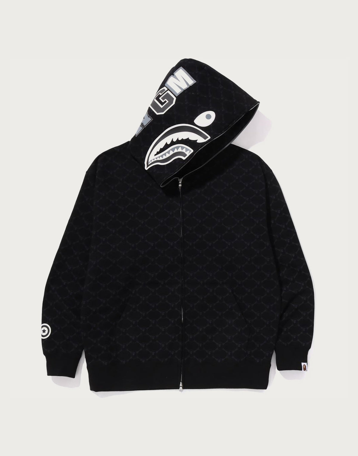 COLLEGE MONOGRAM RELAXED FIT SHARK FULL ZIP HOODIE MENS