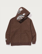 COLLEGE MONOGRAM RELAXED FIT SHARK FULL ZIP HOODIE MENS